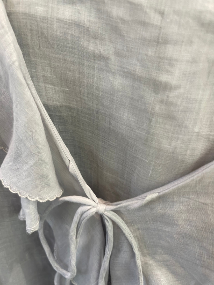 HE NATURAL Elegant Ruffled Tie-Neck Blouse - Spring Lantern Sleeve Pullover