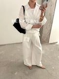 HE NATURAL Designer Fake Two-Piece Striped Shirt - 2026 Spring Collection Chic Long Sleeve Pullover