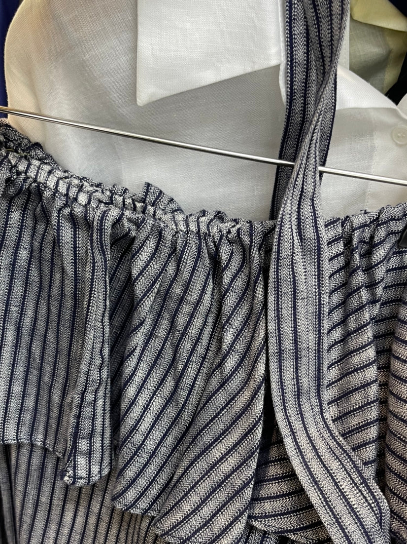 Spring 2026 Collection! [HE NATURAL] Elegant Boat Neck Striped Blouse (with Streamer) 88126# MXN