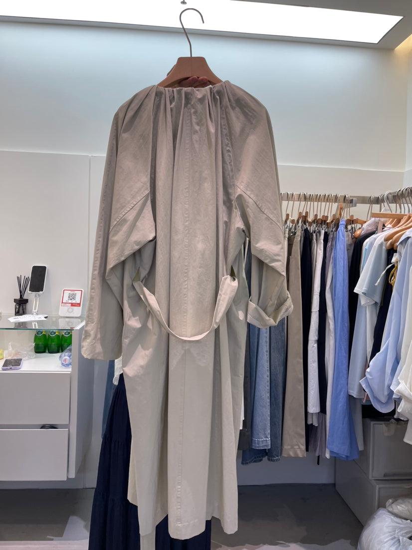 HE NATURAL 2026 Spring Collection Minimalist Long Loose Fit Trench Coat with Belt