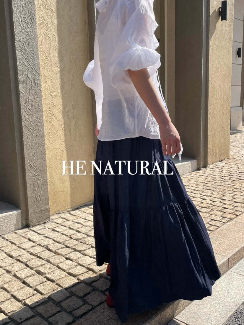 HE NATURAL Elegant Ruffled Tie-Neck Blouse - Spring Lantern Sleeve Pullover