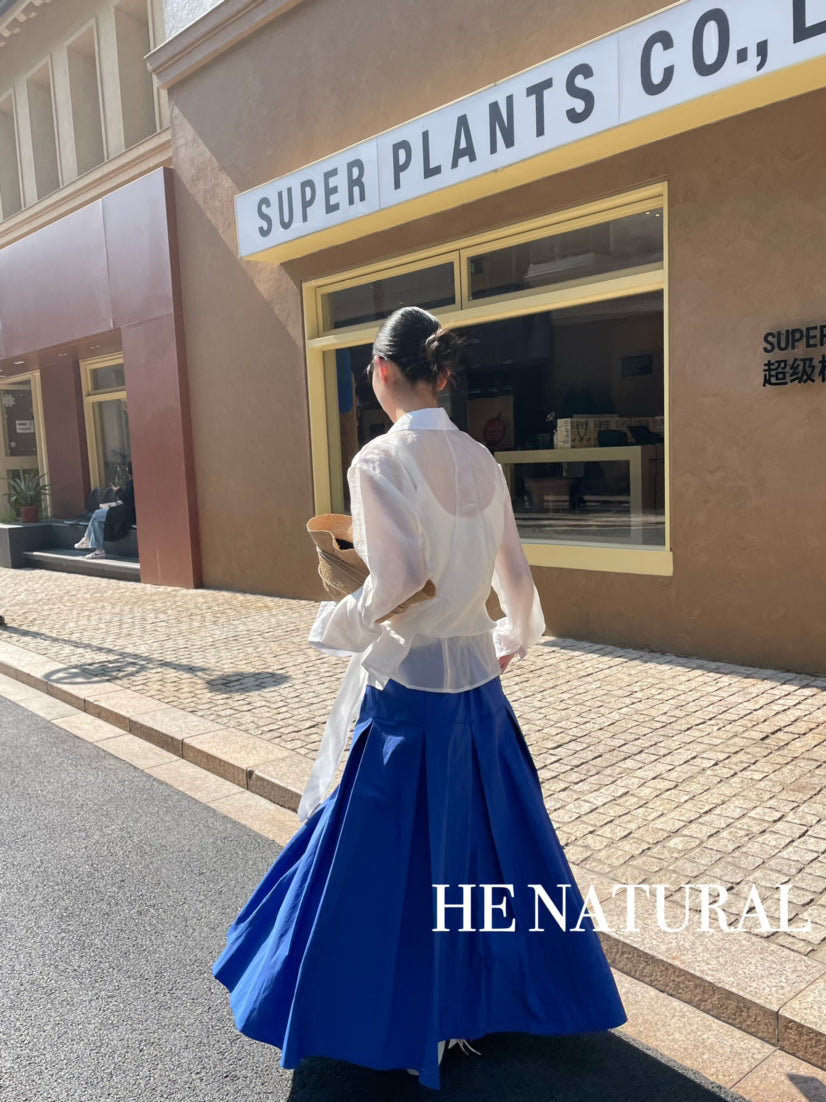 HE NATURAL French Asymmetric Knotted Design Shirt - Elegant Spring Business Casual Blouse