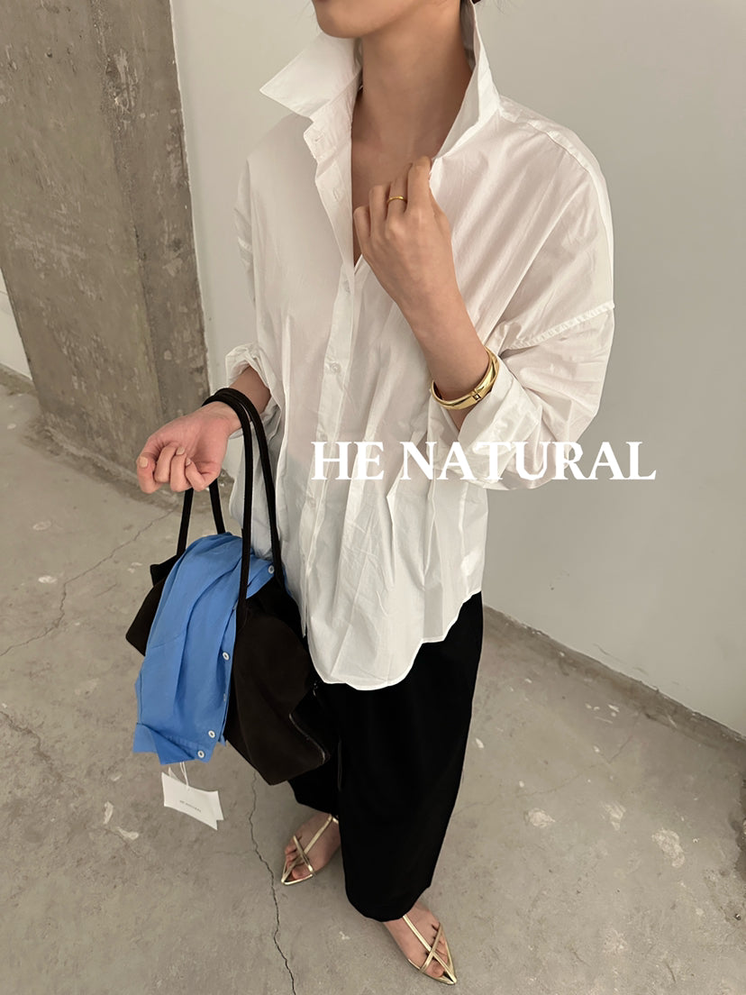 HE NATURAL Designer Pleated Elegant Button-Down Shirt for Women - 2026 Spring Collection