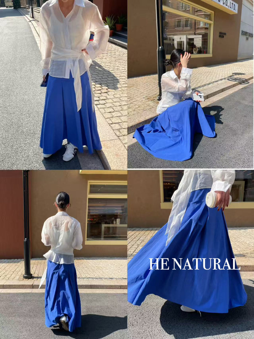 HE NATURAL French Asymmetric Knotted Design Shirt - Elegant Spring Business Casual Blouse