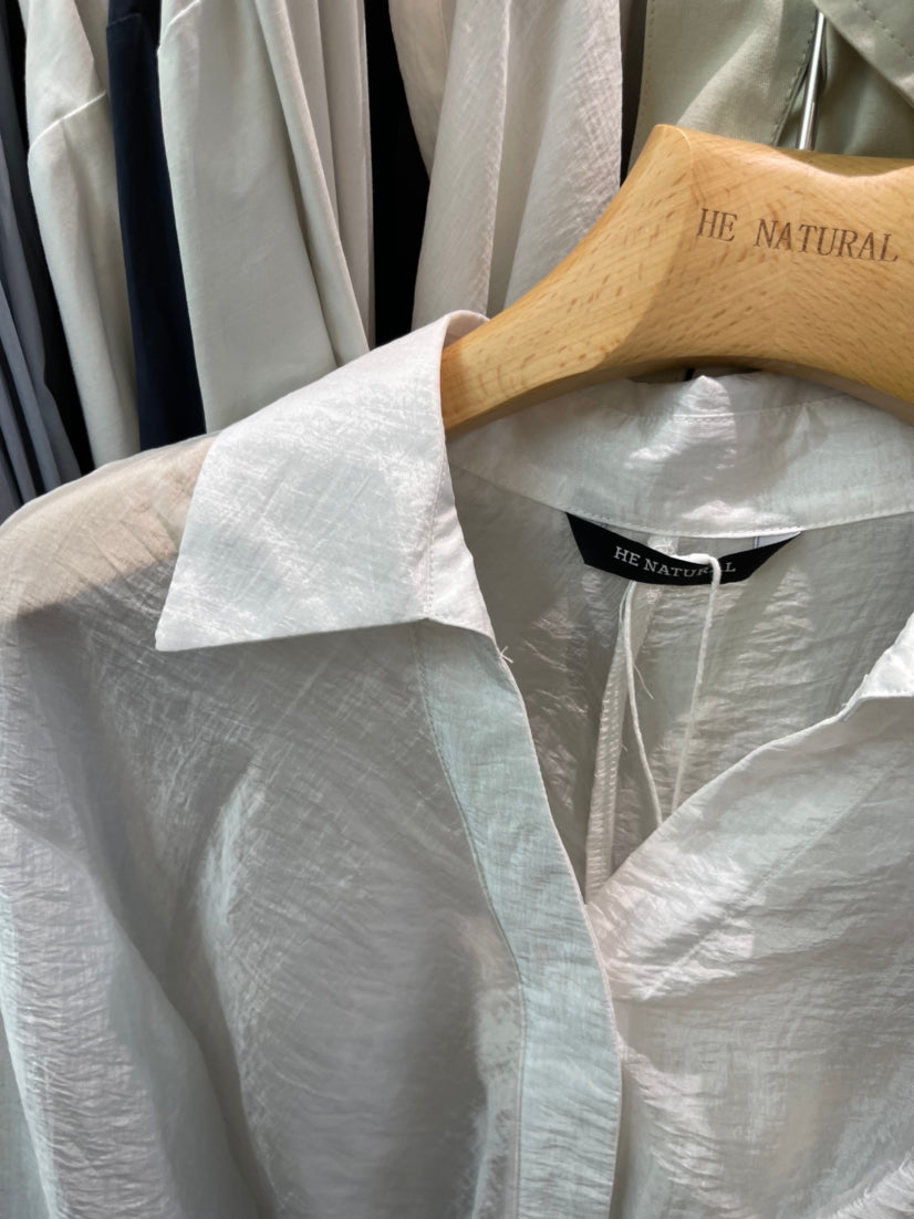 HE NATURAL French Asymmetric Knotted Design Shirt - Elegant Spring Business Casual Blouse