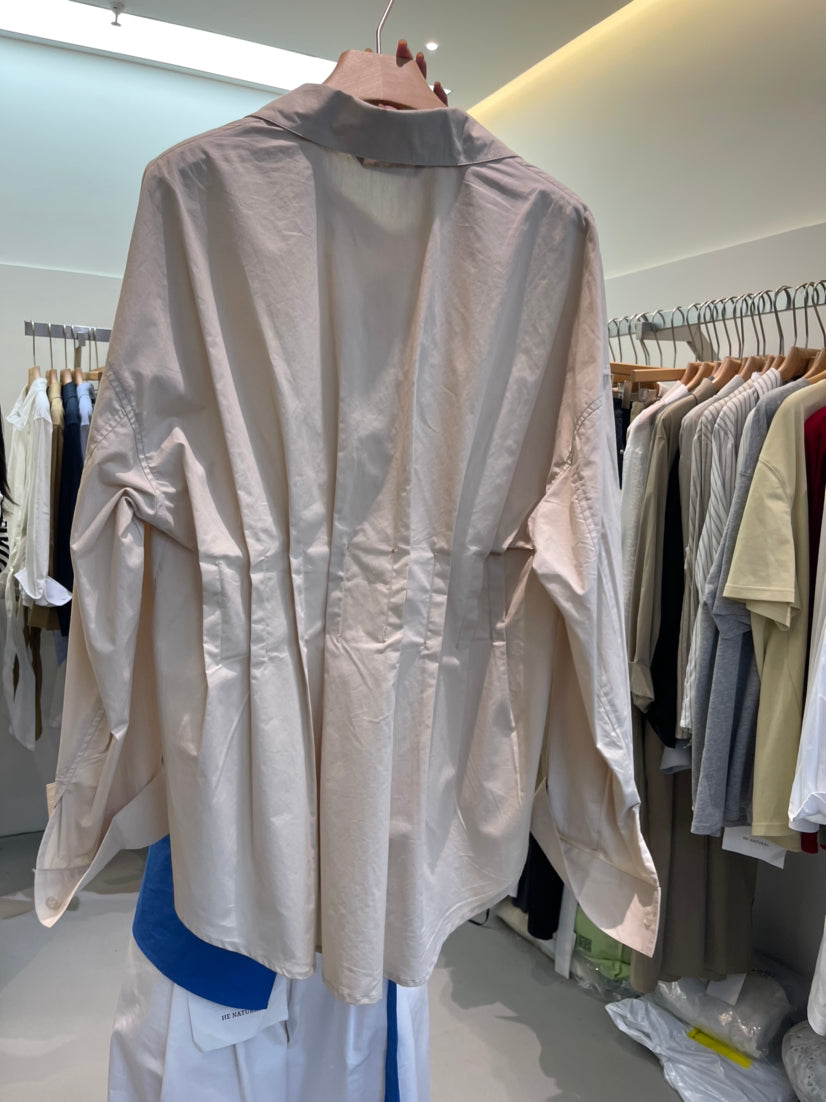 HE NATURAL Designer Pleated Elegant Button-Down Shirt for Women - 2026 Spring Collection