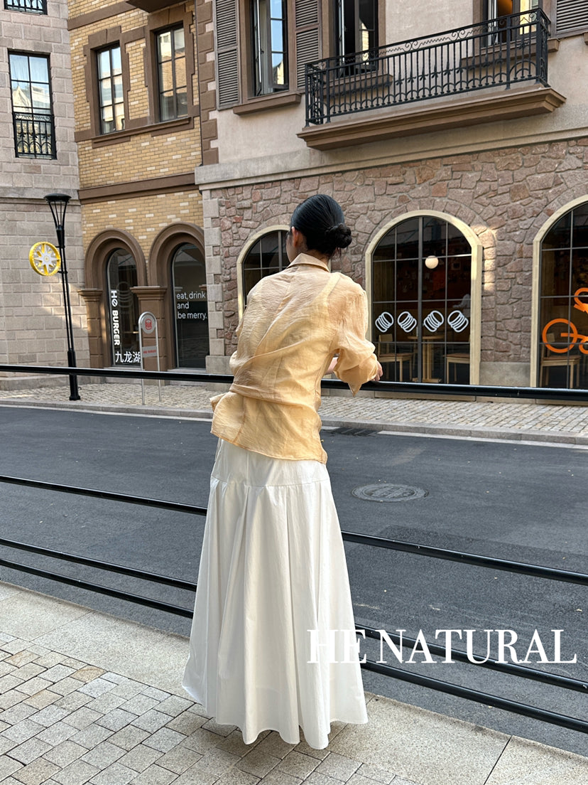 HE NATURAL French Asymmetric Knotted Design Shirt - Elegant Spring Business Casual Blouse