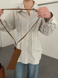 HE NATURAL Designer Pleated Elegant Button-Down Shirt for Women - 2026 Spring Collection