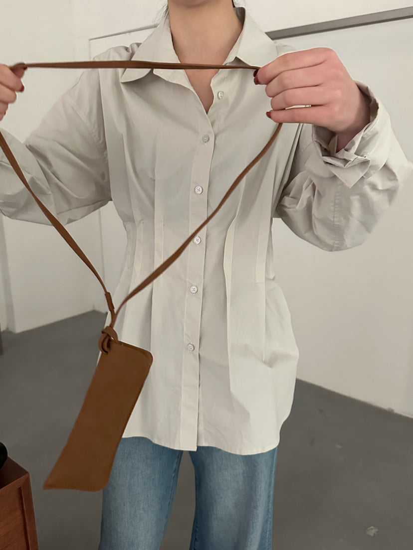 HE NATURAL Designer Pleated Elegant Button-Down Shirt for Women - 2026 Spring Collection
