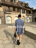 HE NATURAL Minimalist Korean Loose Shirt & A-Line Skort Anti-Exposure Two-Piece Set