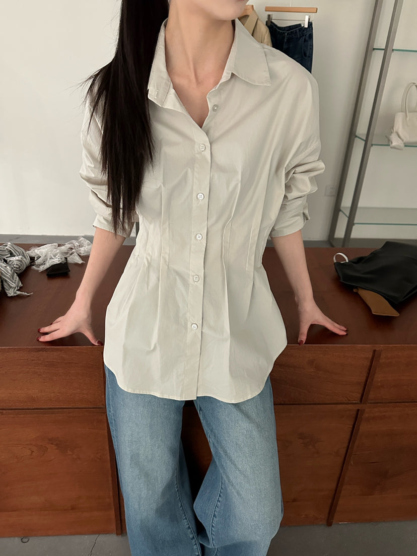 HE NATURAL Designer Pleated Elegant Button-Down Shirt for Women - 2026 Spring Collection