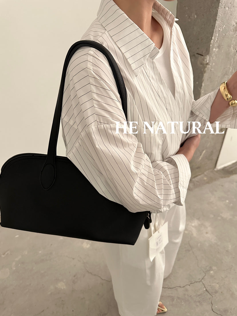 HE NATURAL Designer Fake Two-Piece Striped Shirt - 2026 Spring Collection Chic Long Sleeve Pullover