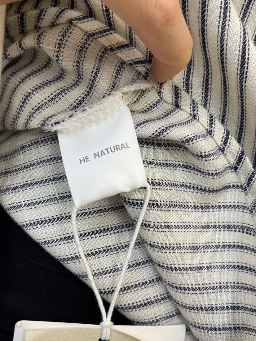 Spring 2026 Collection! [HE NATURAL] Elegant Boat Neck Striped Blouse (with Streamer) 88126# MXN